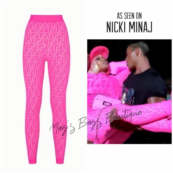 Fendi x Nicki Minaj FF Monogram Knit Skinny Leggings Pants - Picture 1 of 15